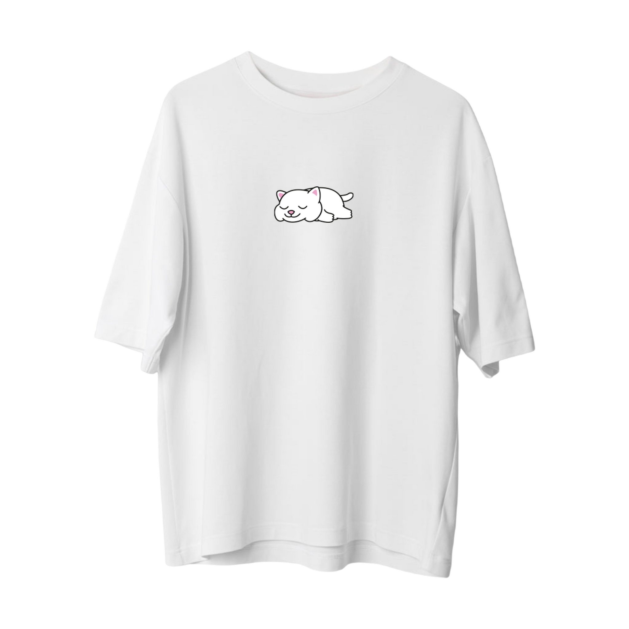 Lazy White Cat - Oversize T-shirt