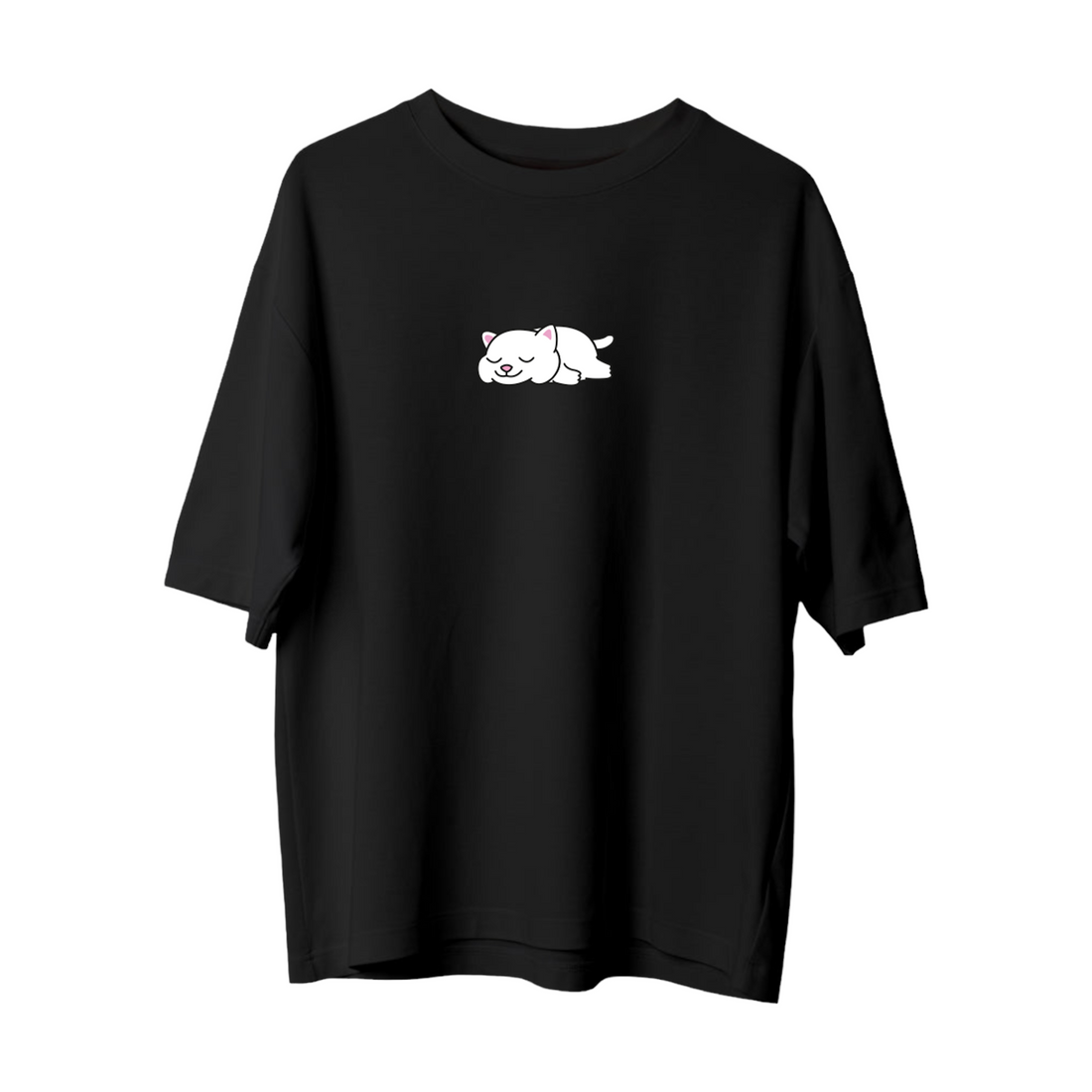 Lazy White Cat - Oversize T-shirt
