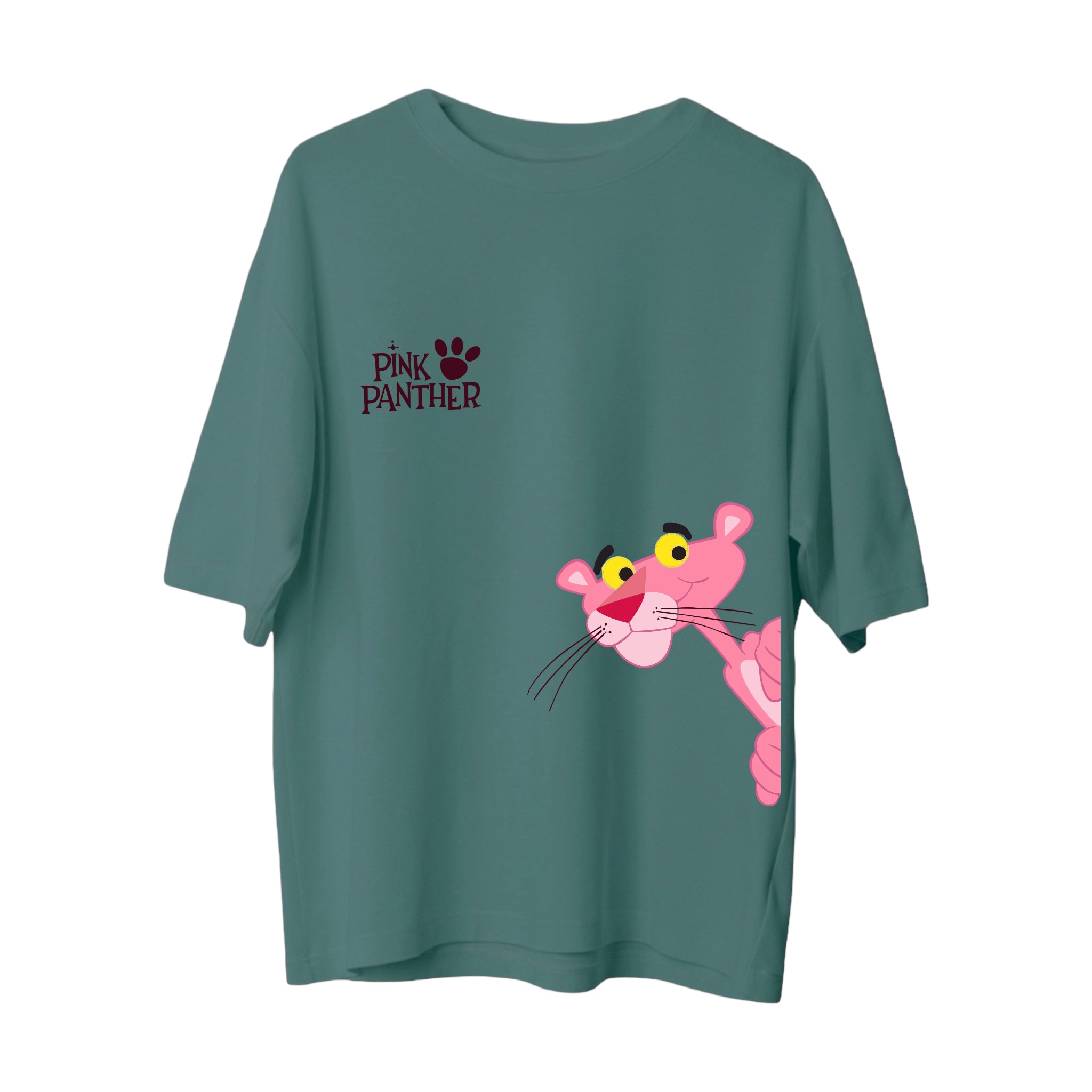 Yellow Pink Panther Good Vibes Only Oversized T-shirt Dress Befaltu main image 0